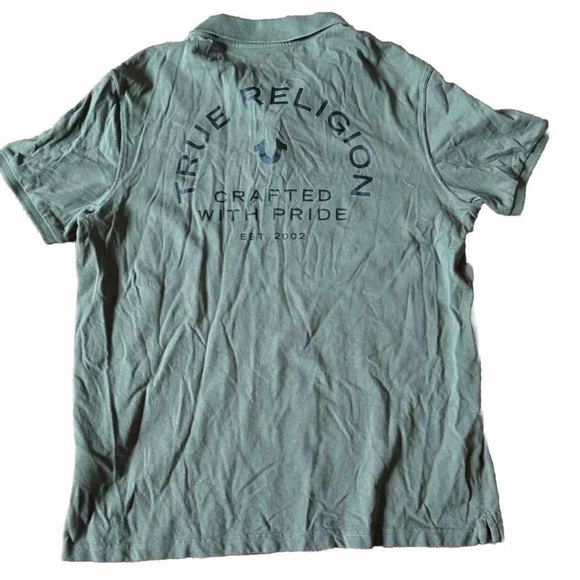 True Religion Logo Polo Shirt 100% Authentic In Unique Military Green, XXL - Picture 5 of 10